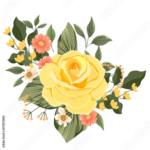 yellow rose of flowers isolated on white for illustration