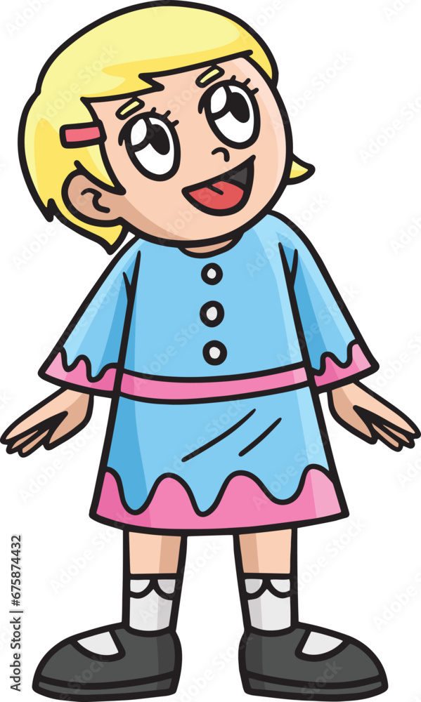 Happy Christian Girl Cartoon Colored Clipart 