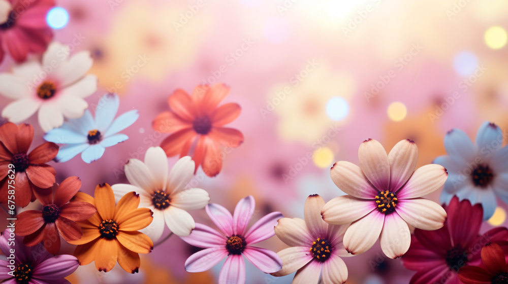 Flowers-themed Background for Vibrant Presentations and Artistic Displays, Customizable Text Space