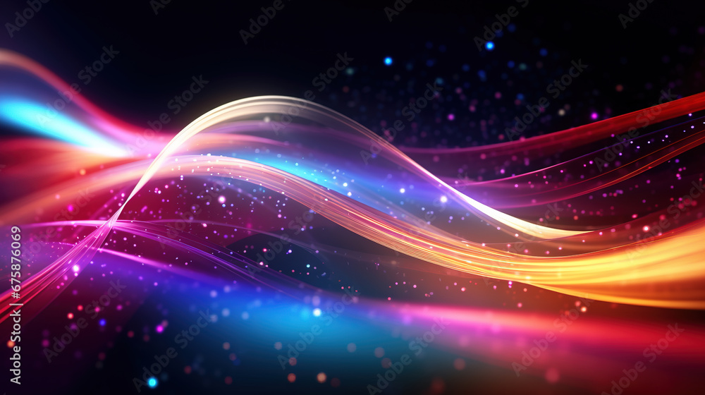 Fototapeta premium spectrum of light in waveform pattern, technology and data flow background