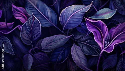 purple flower on black background. Feather texture background