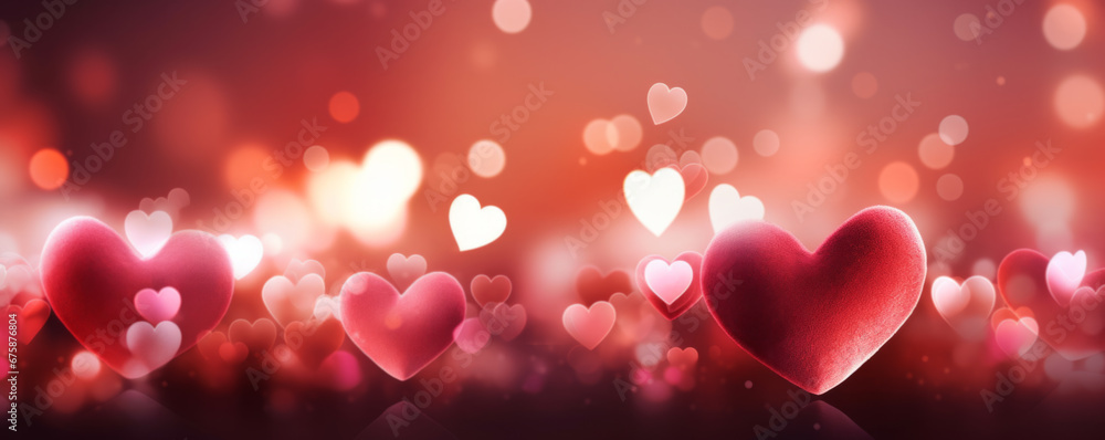 Valentines day background banner - abstract panorama background with hearts
