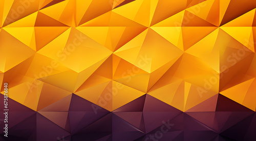 Vibrant gold and purple geometric mosaic with triangular facets. Abstract wallpaper background for widescreen monitor or poster.