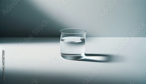 A sleek image showcasing a glass of water with a reflection, illustrating purity and simplicity
