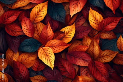 Generative AI image of autumn leaves background