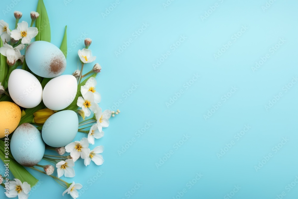 Vibrant Easter Background: Eggs and Flowers Vibrant Easter Background: Eggs and Flowers