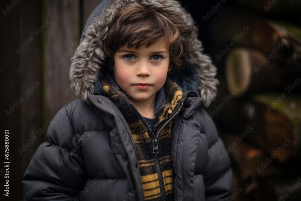 Portrait of a cute little boy in winter clothes, outdoor shot Portrait of a cute little boy in winter clothes, outdoor shot