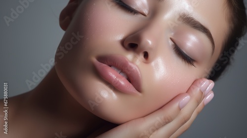 Generative AI image of a Beautiful woman getting a facial in spa treatment. advertisement concept for skincare treatment. 