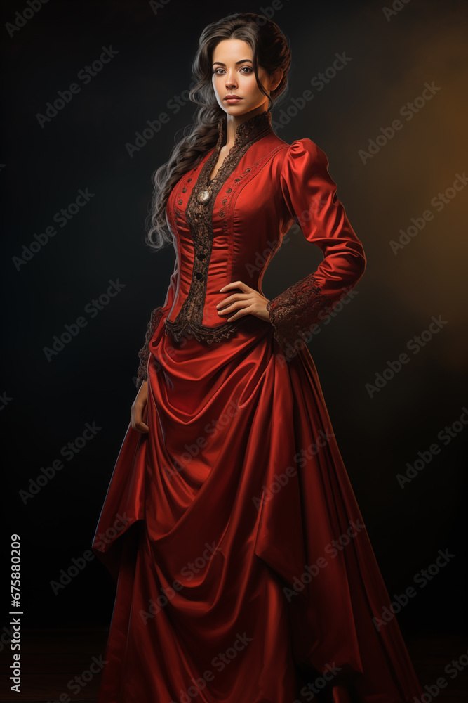 A beautiful woman dressed in Victorian clothes - obrazy, fototapety, plakaty 