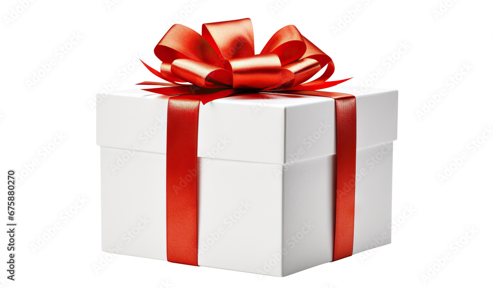 Gift box with red ribbon, cut out Gift box with red ribbon, cut out