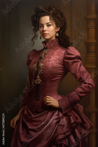 A beautiful woman dressed in Victorian clothes