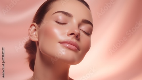 Generative AI image of a Beautiful woman getting a facial in spa treatment. advertisement concept for skincare treatment. 