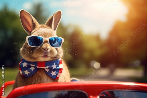 Generative AI image of an easter bunny wearing sunglasses