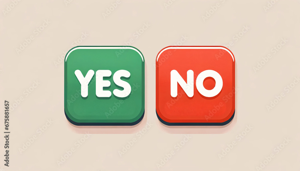 Classic yes and no buttons with drop shadow Classic yes and no buttons with drop shadow