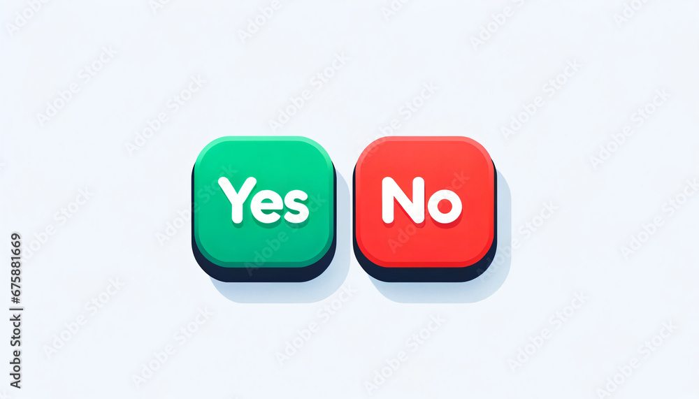 Raised yes and no buttons with soft shadows Raised yes and no buttons with soft shadows