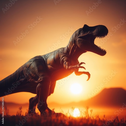 tyrannosaurus rex   on  sunset in the morning © Садыг Сеид-заде