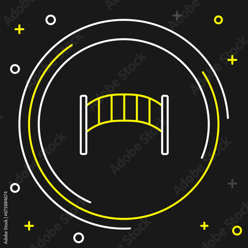 Line Playground kids bridge icon isolated on black background. Colorful outline concept. Vector