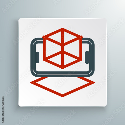 Line 3d modeling icon isolated on white background. Augmented reality or virtual reality. Colorful outline concept. Vector