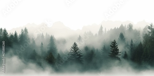 Generative AI image of woods with mist on top nature photos © Eitan Baron