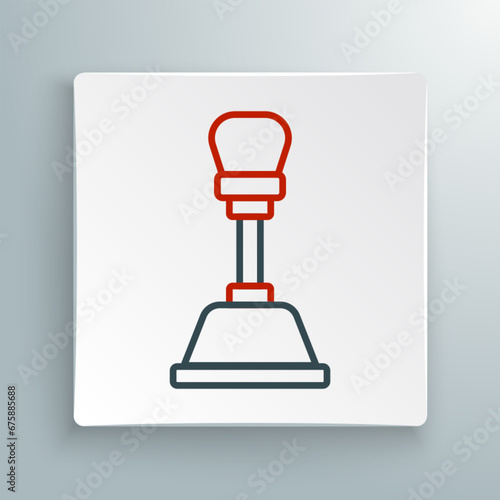 Line Gear shifter icon isolated on white background. Manual transmission icon. Colorful outline concept. Vector