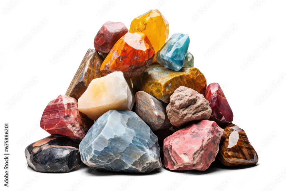 pile of colorful rocks isolated on transparent background, png file pile of colorful rocks isolated on transparent background, png file