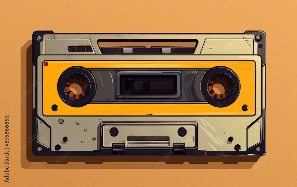 Fototapeta premium Classic tape recorder cassette, a 90's concept.