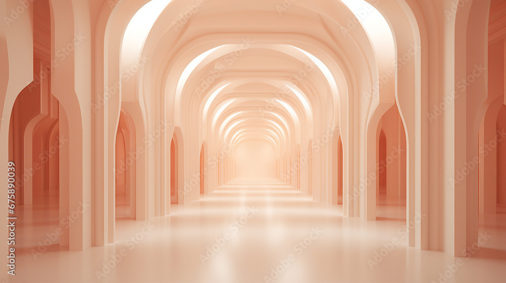 High Quality 3D Render Abstract Corridor: Futuristic Digital Technology Design