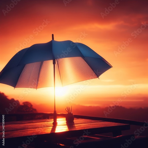 umbrella  on sunset in the morning © Садыг Сеид-заде