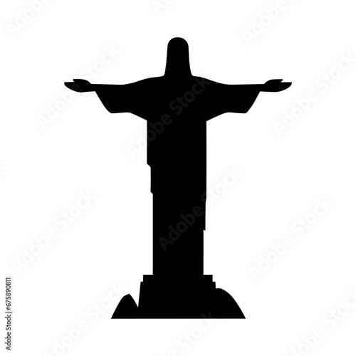 Christ the Redeemer icon. Black silhouette of the Christ the Redeemer statue
