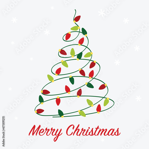 Christmas tree with string light - card