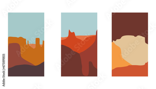 minimalist  landscape, hills, and mountains silhouettes, vector nature background.