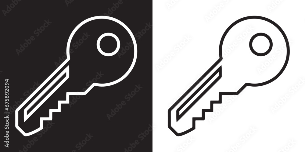 Key icon vector. Key sign symbol in trendy flat style. Key vector icon illustration isolated on black and white background Key icon vector. Key sign symbol in trendy flat style. Key vector icon illustration isolated on black and white background