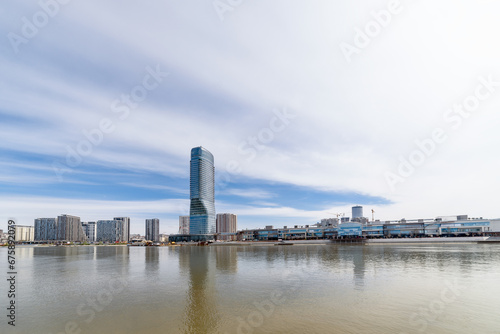 Belgrade, Serbia - March 29, 2023: View at Belgrade Waterfront buildings at Sava river. © nedomacki