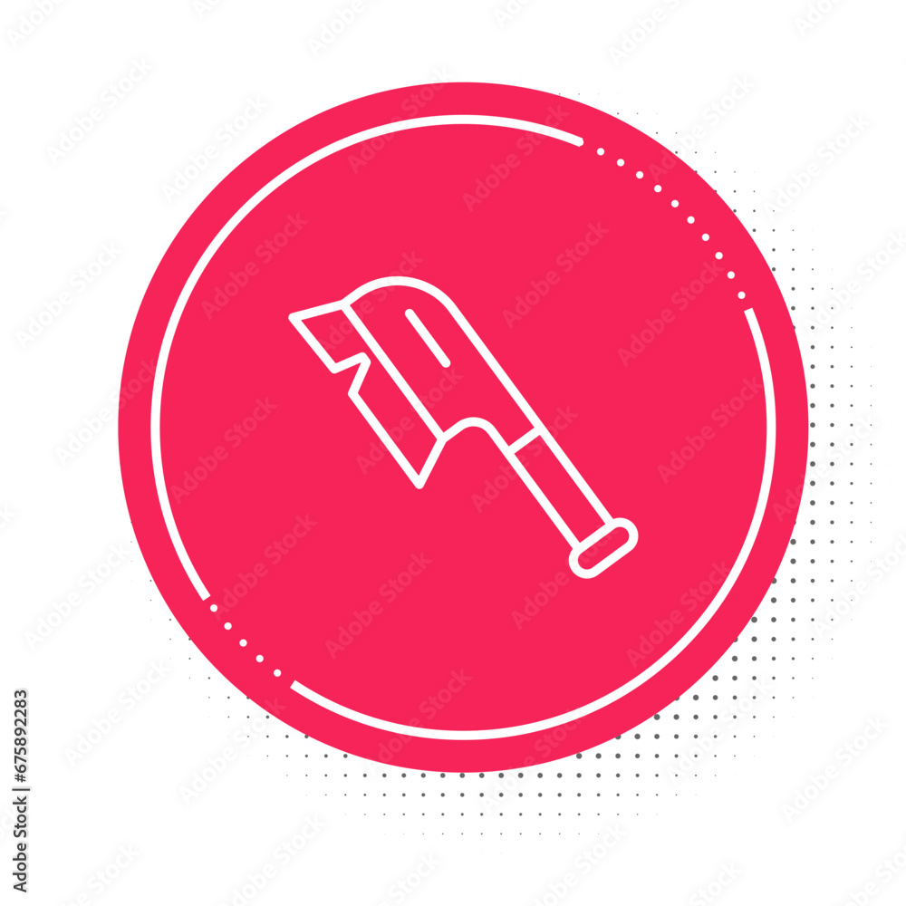 White line Brush for cleaning icon isolated on white background. Cleaning service concept. Red circle button. Vector White line Brush for cleaning icon isolated on white background. Cleaning service concept. Red circle button. Vector