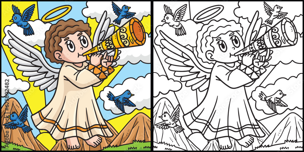 Christian Angel Blowing the Trumpet Illustration