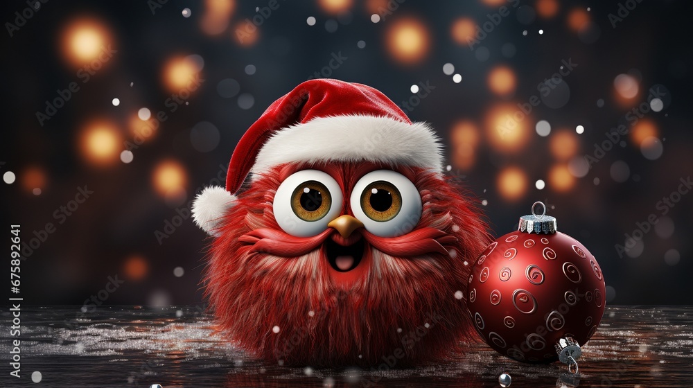 funny red bird in santa hat on christmas funny red bird in santa hat on christmas