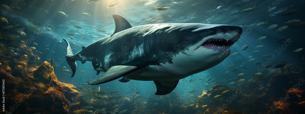 Fototapeta premium Apex Predators: The Charisma of Sharks in the Seas