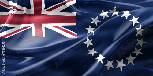 Fotografi Cook Islands flag - realistic waving fabric flag
