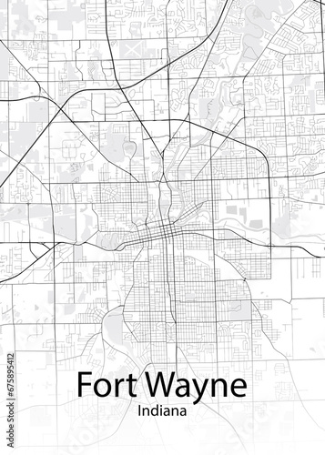 Fort Wayne Indiana minimalist map