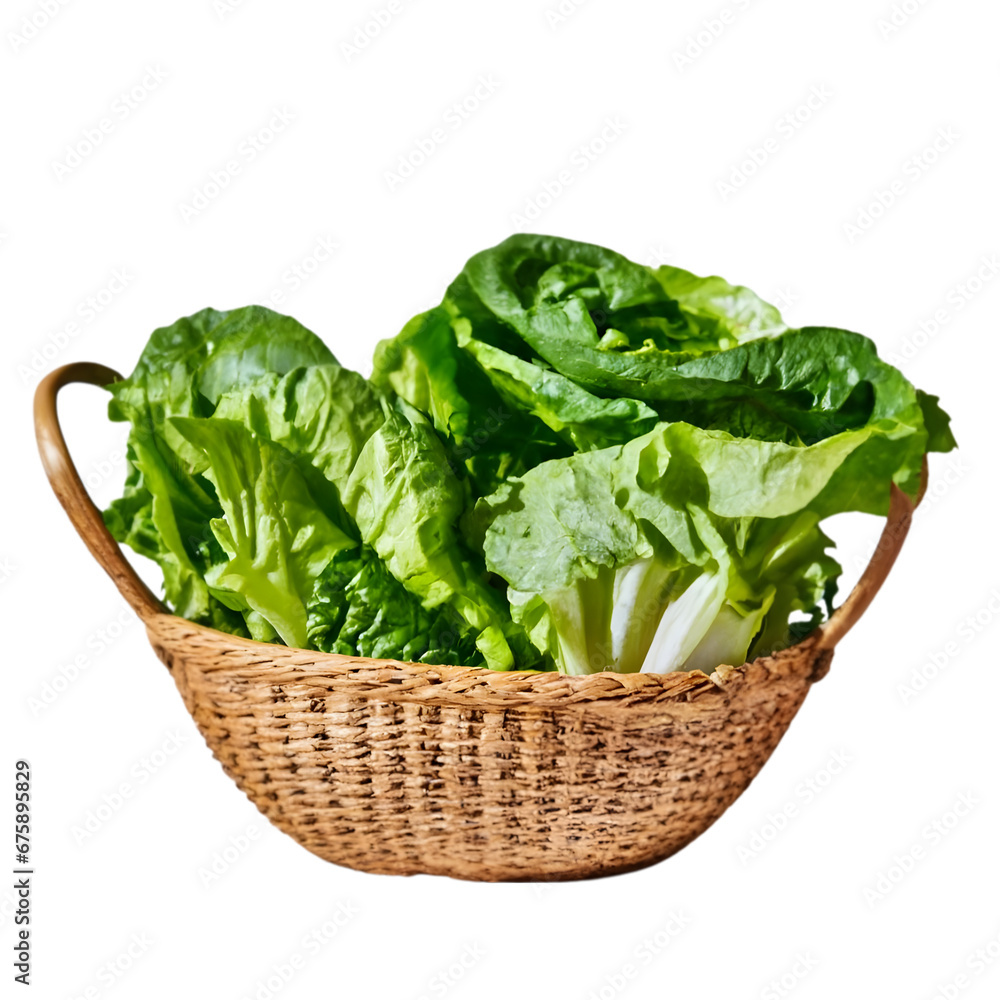Lettuce in a basket IIllustration Art On Transparent Background Generative AI. Lettuce in a basket IIllustration Art On Transparent Background Generative AI.
