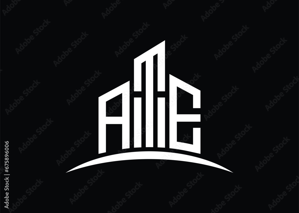 Letter ATE building vector monogram logo design template. Building Shape ATE logo.