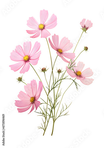 watercolor pink flowers isolated on white