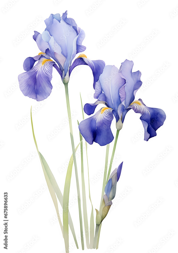 watercolor iris flowers isolated on white background watercolor iris flowers isolated on white background