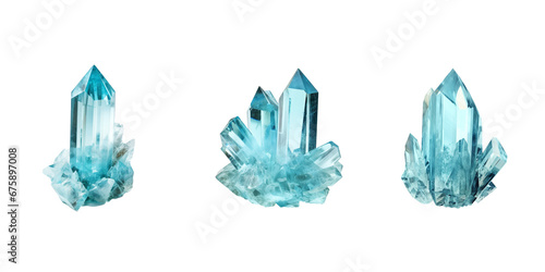 aquamarine crystal, isolated on white background