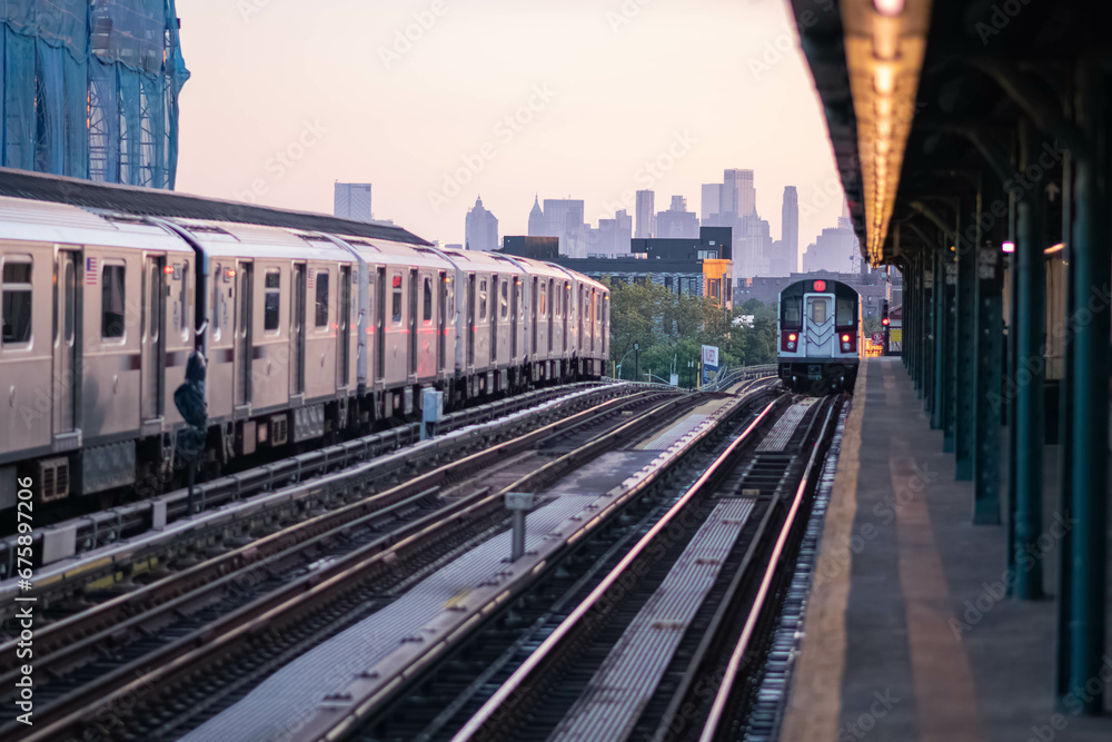 Fototapeta premium NYC subway public transportation copy space background image