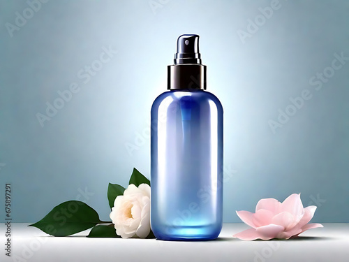 AI-generated, Artificial intelligence, generated, bottle, product, products, pink background, blue background, glass bottle, cosmetics, mock-up, flower background, photo, realistic, real photo, 
 (ID: 675897291)