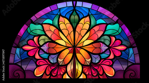 stained glass window with flowers