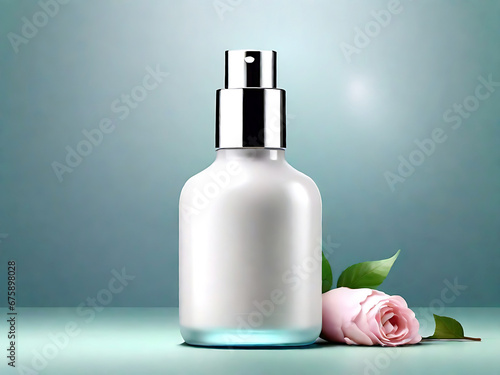 AI-generated, Artificial intelligence, generated, bottle, product, products, pink background, blue background, glass bottle, cosmetics, mock-up, flower background, photo, realistic, real photo, 
 (ID: 675898028)
