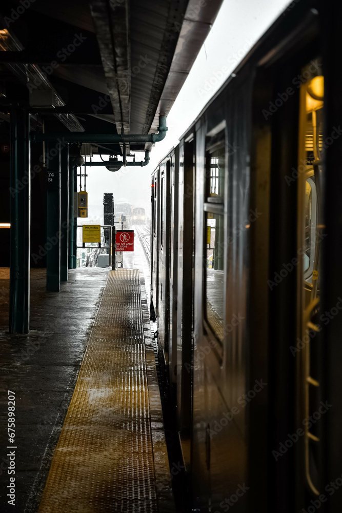 NYC subway stop public transportation copy space background image