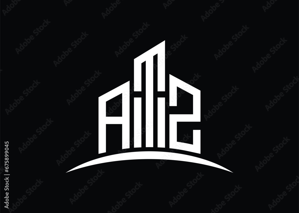 Letter ATZ building vector monogram logo design template. Building Shape ATZ logo. Letter ATZ building vector monogram logo design template. Building Shape ATZ logo.